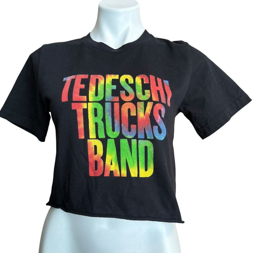 Tedeschi Trucks Band Cropped Graphic T Shirt Black Rainbow Logo Size S